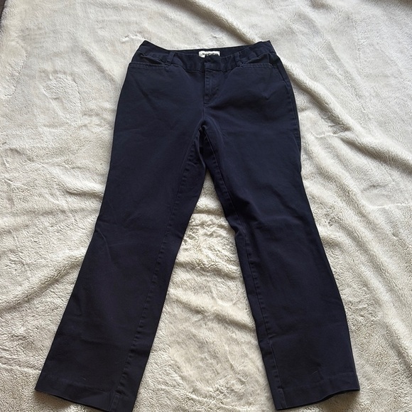 St. John’s Bay Navy Straight-Leg Pants – Size 8P | Cotton Blend | - Picture 1 of 6
